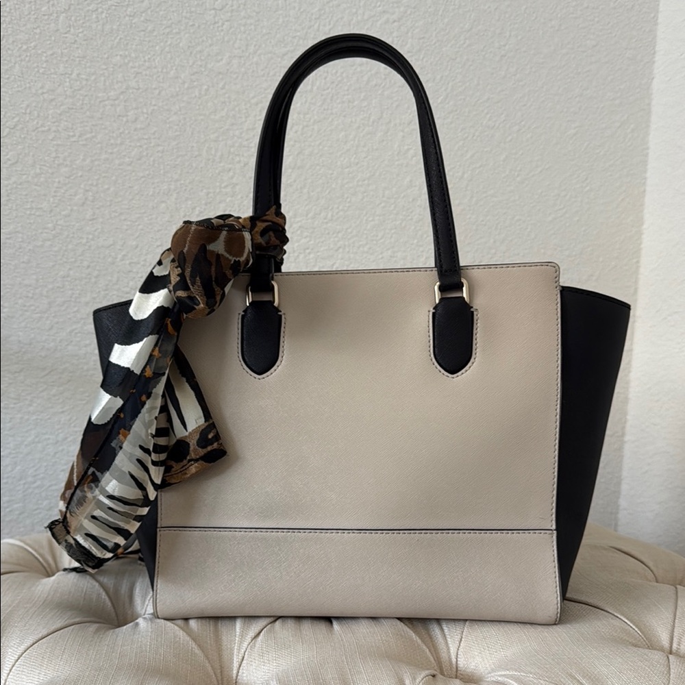 Kate Spade Cream & Black Structured Tote - Picture 2 of 14